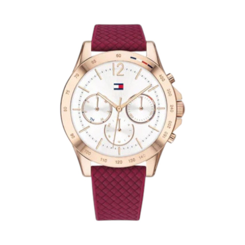 RELOJ TOMMY HILFIGER PARA DAMA EN SILICONA VINOTINTO HEBILLA SIMPLE